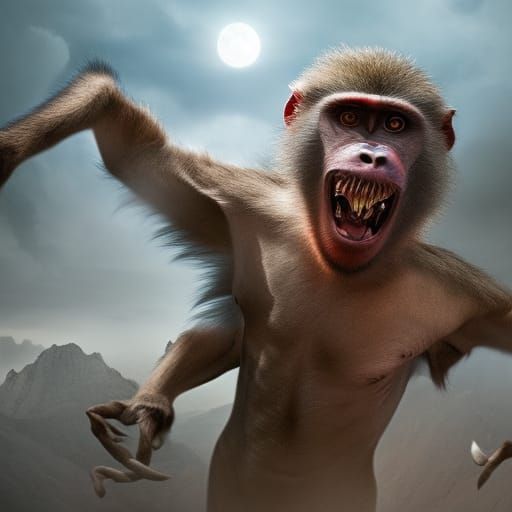 Epic Baboon Monster Attack: Digital Matte Painting