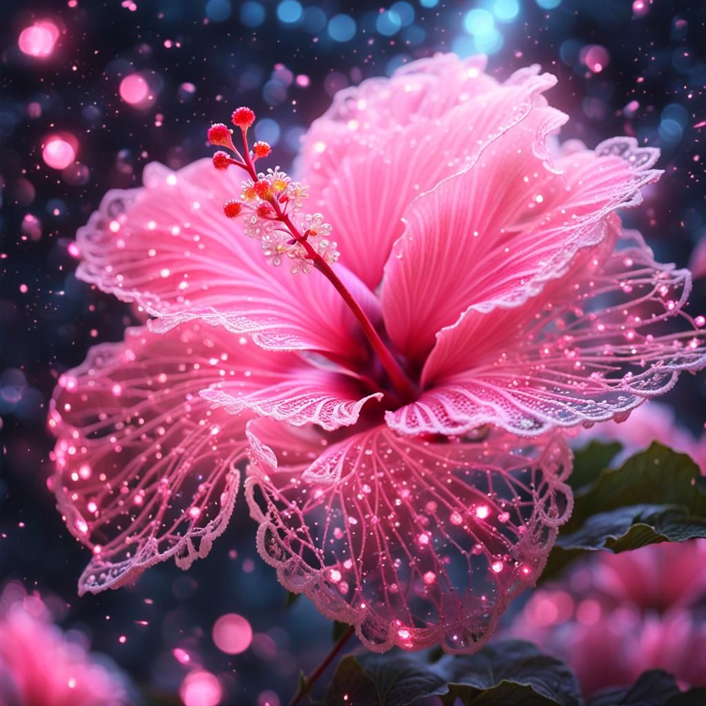 Magical Lace Hibiscus in Fantasy Space
