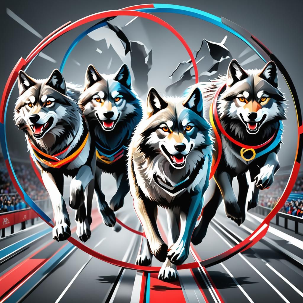 Olympics Poster with Wolves in Pop Art Style