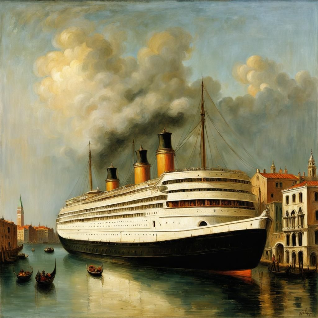 Venice Cruise Ship in Rembrandt Style