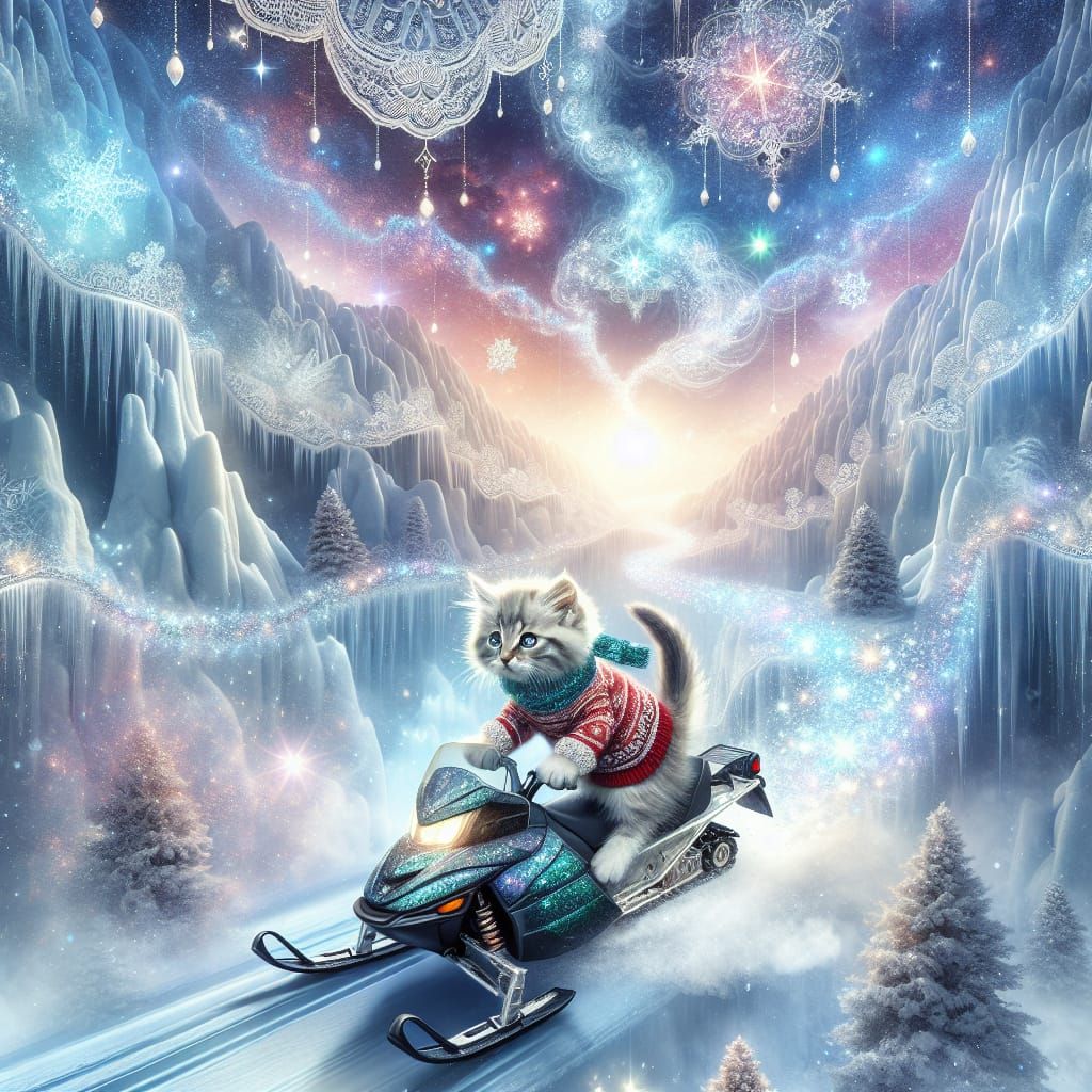 Kitten's Whimsical Winter Wonderland Dash