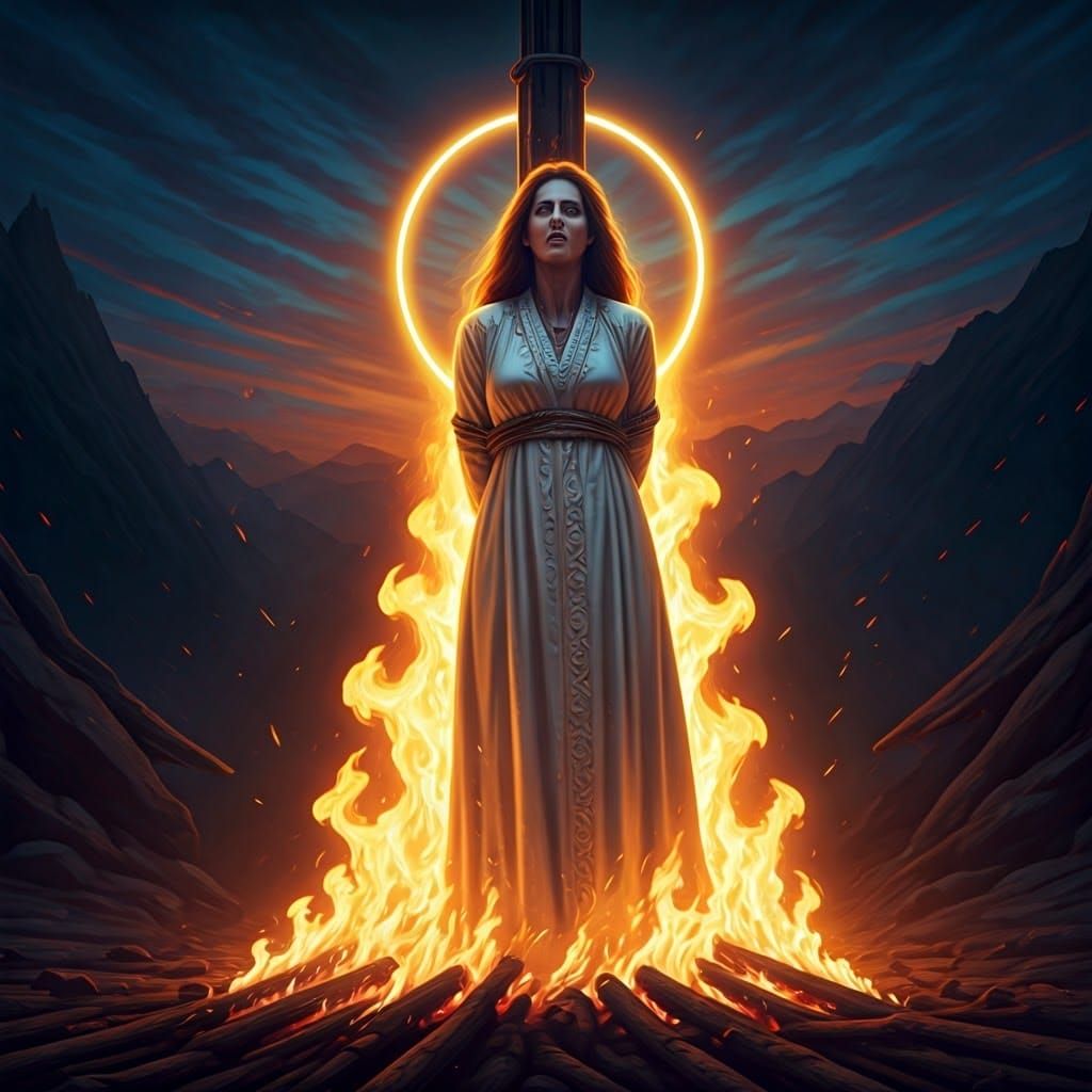 Woman in Flames: A High-Fantasy Matte Painting