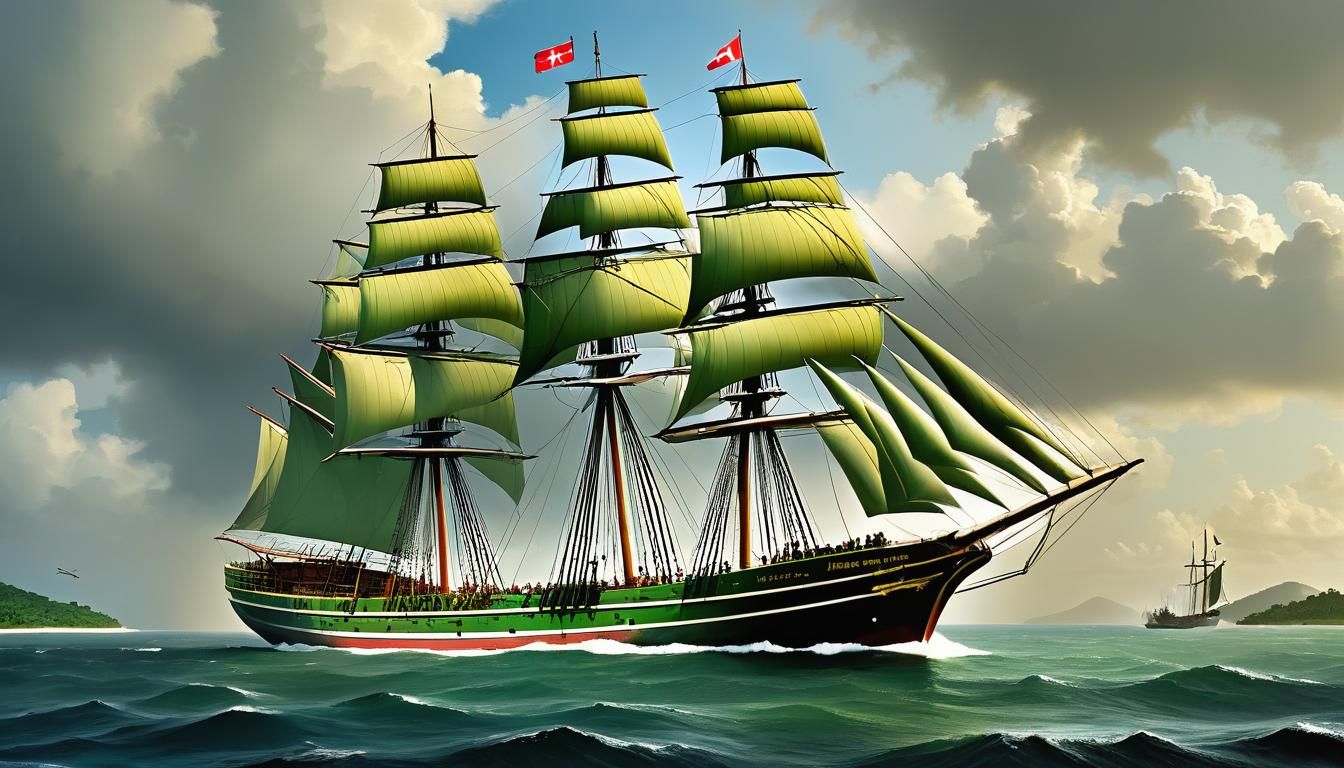 Rickmer Rickmers Ship in West Indies, 1800s