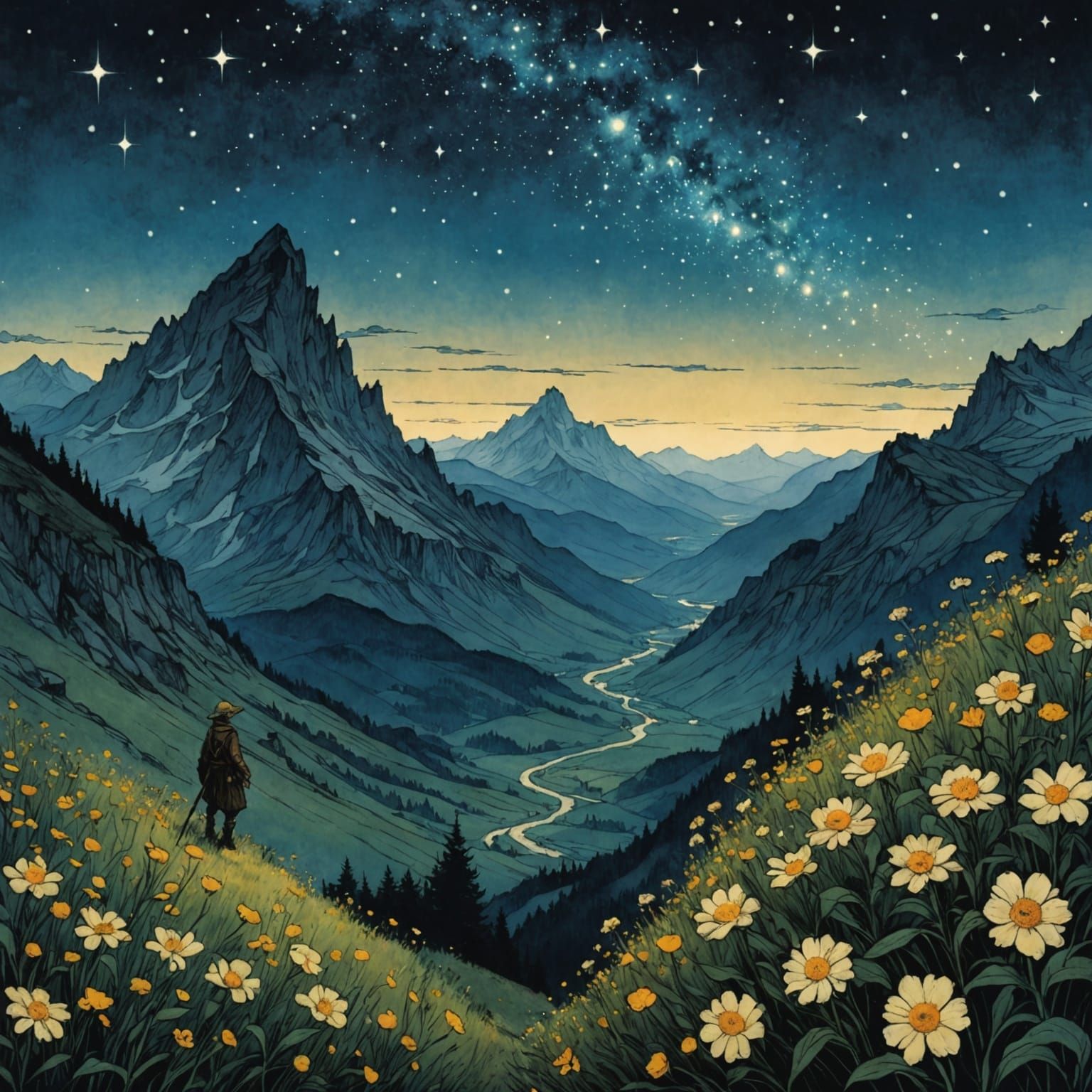 Whimsical Fairytale Landscape at Twilight