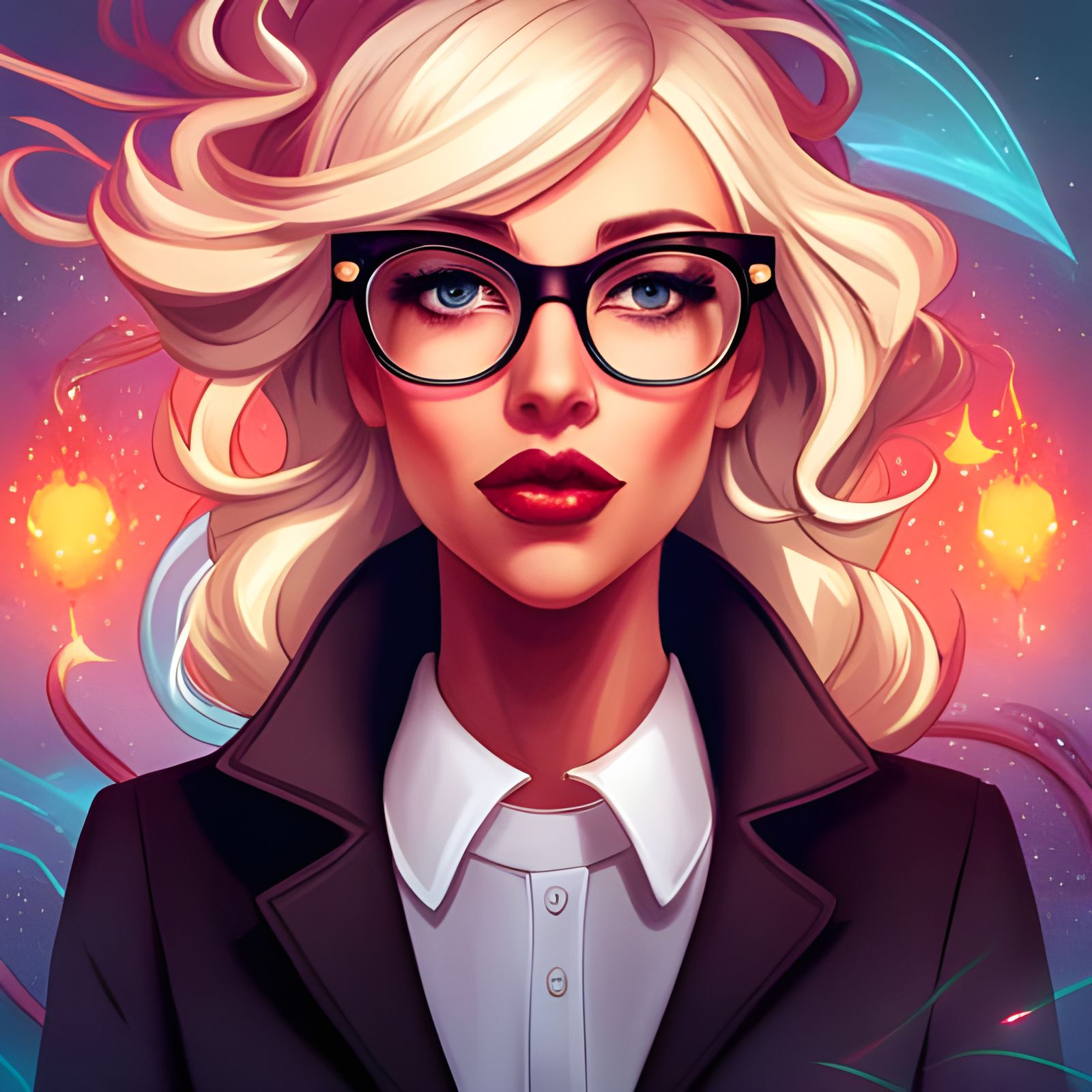Blonde Accountant Portrait in Art Nouveau Style