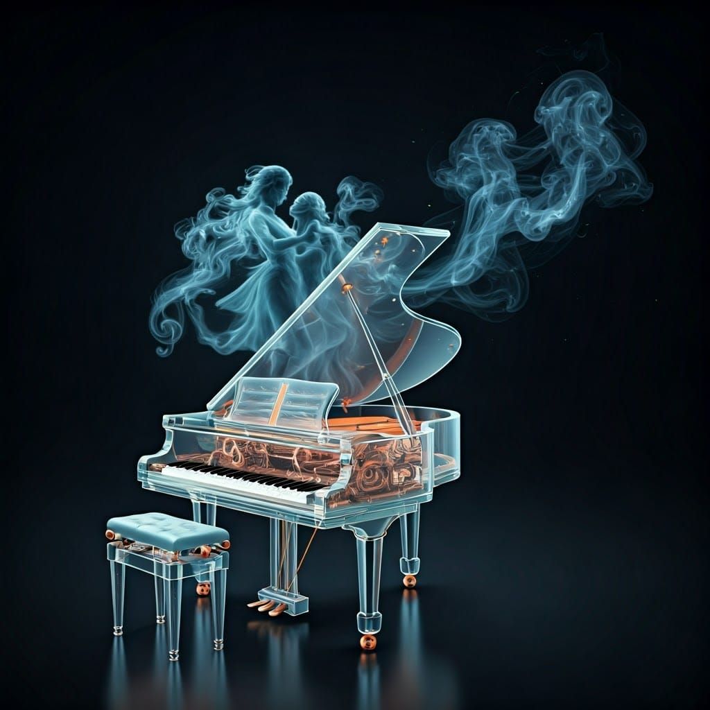 Art Deco Glass Piano Creates Dancing Couple