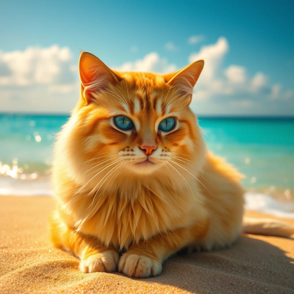 Regal Summer Beach Cat in Sunny Yellow, Cobalt Blue, and Tur...