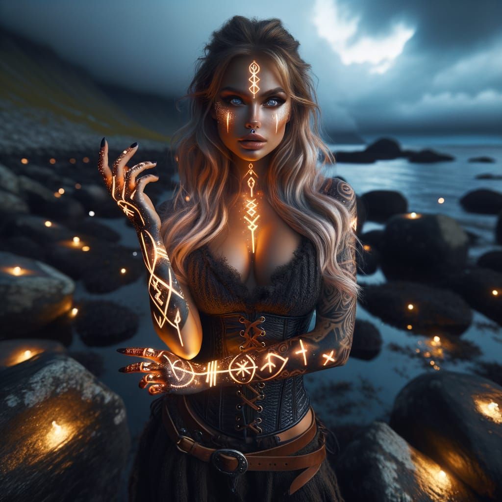 Norse Warrior Queen with Glowing Runes
