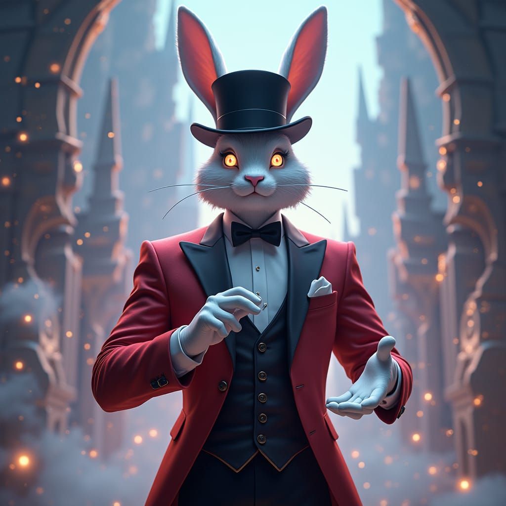 Metrosexual Playboy Bunny Magician in Mystical Cityscape