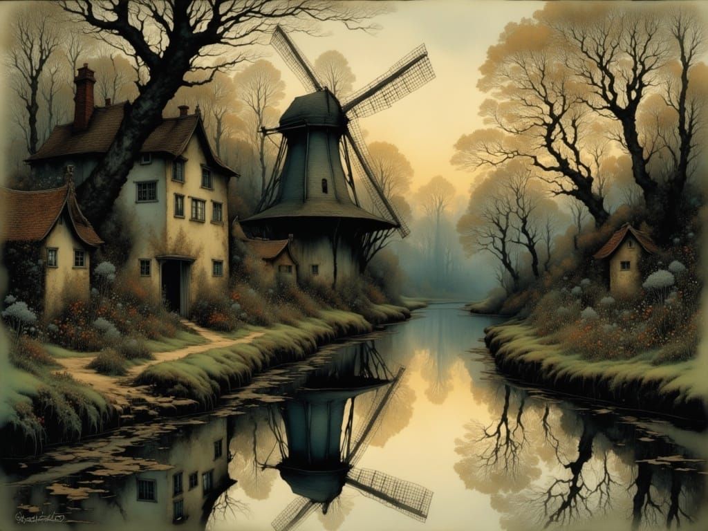 Historic Watermill in Enchanted Evening Light