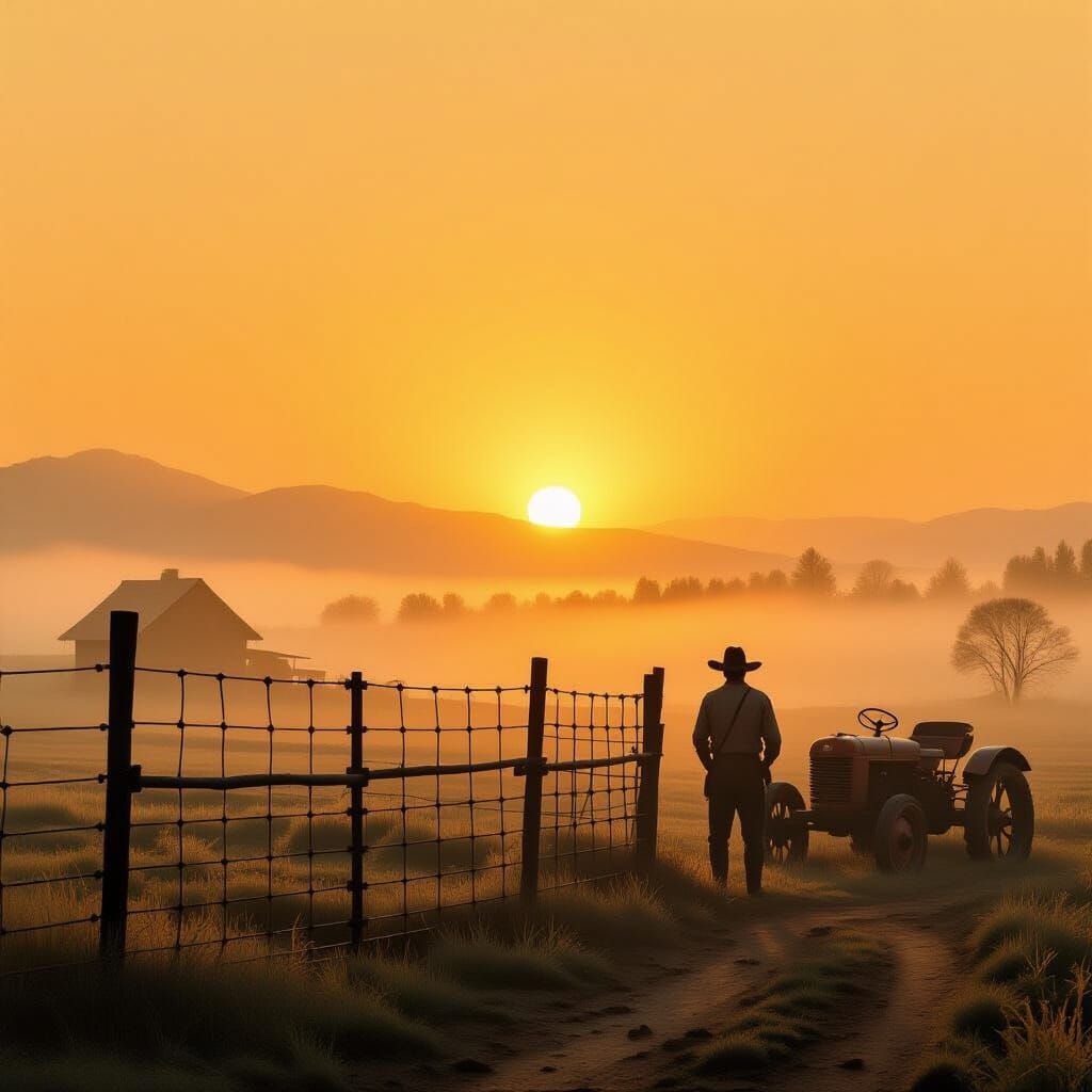 Nostalgic 1930s Argentinian Rural Sunset Landscape