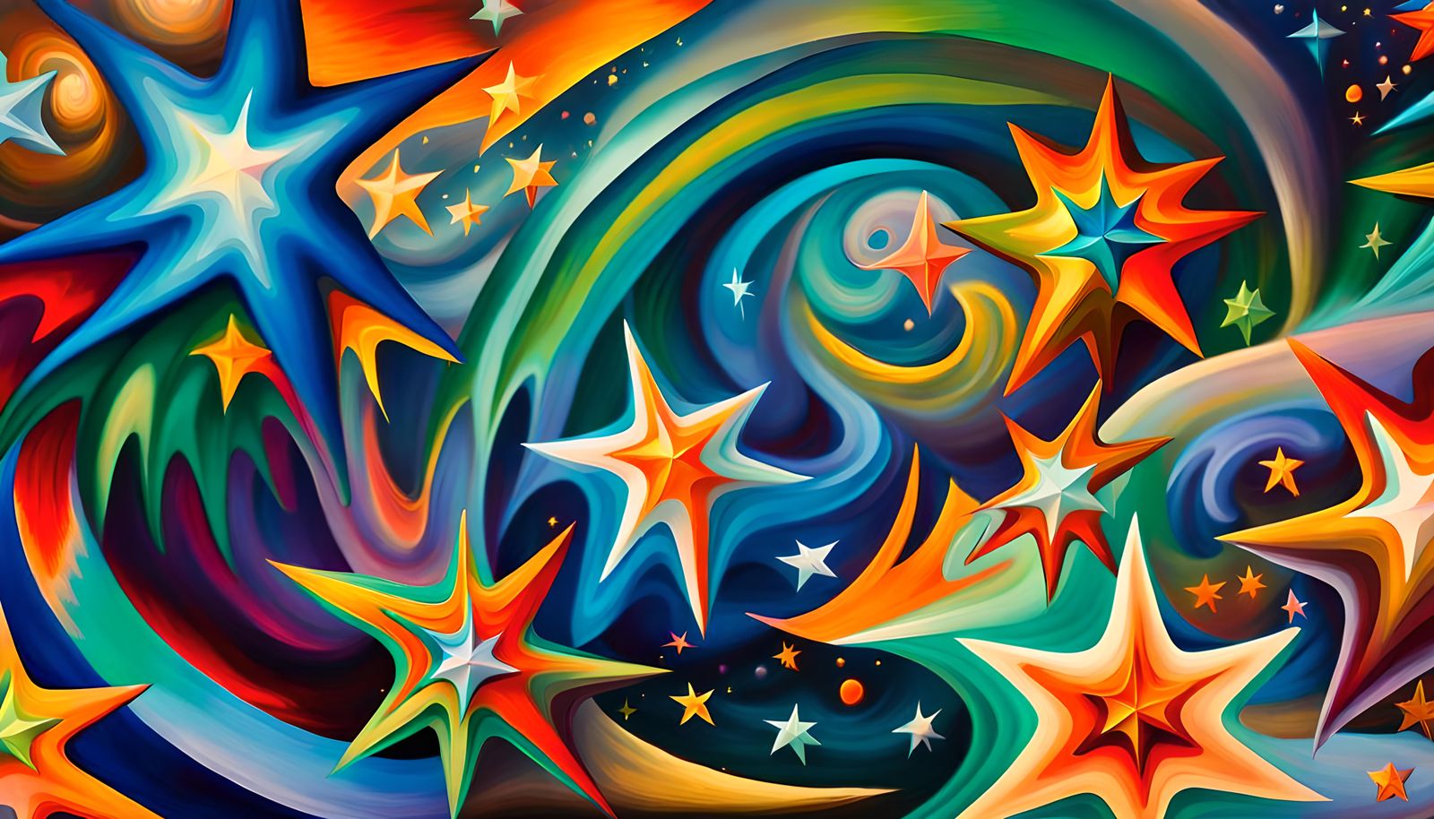 Macro Photo of Swirling Newborn Stars in Impasto Style