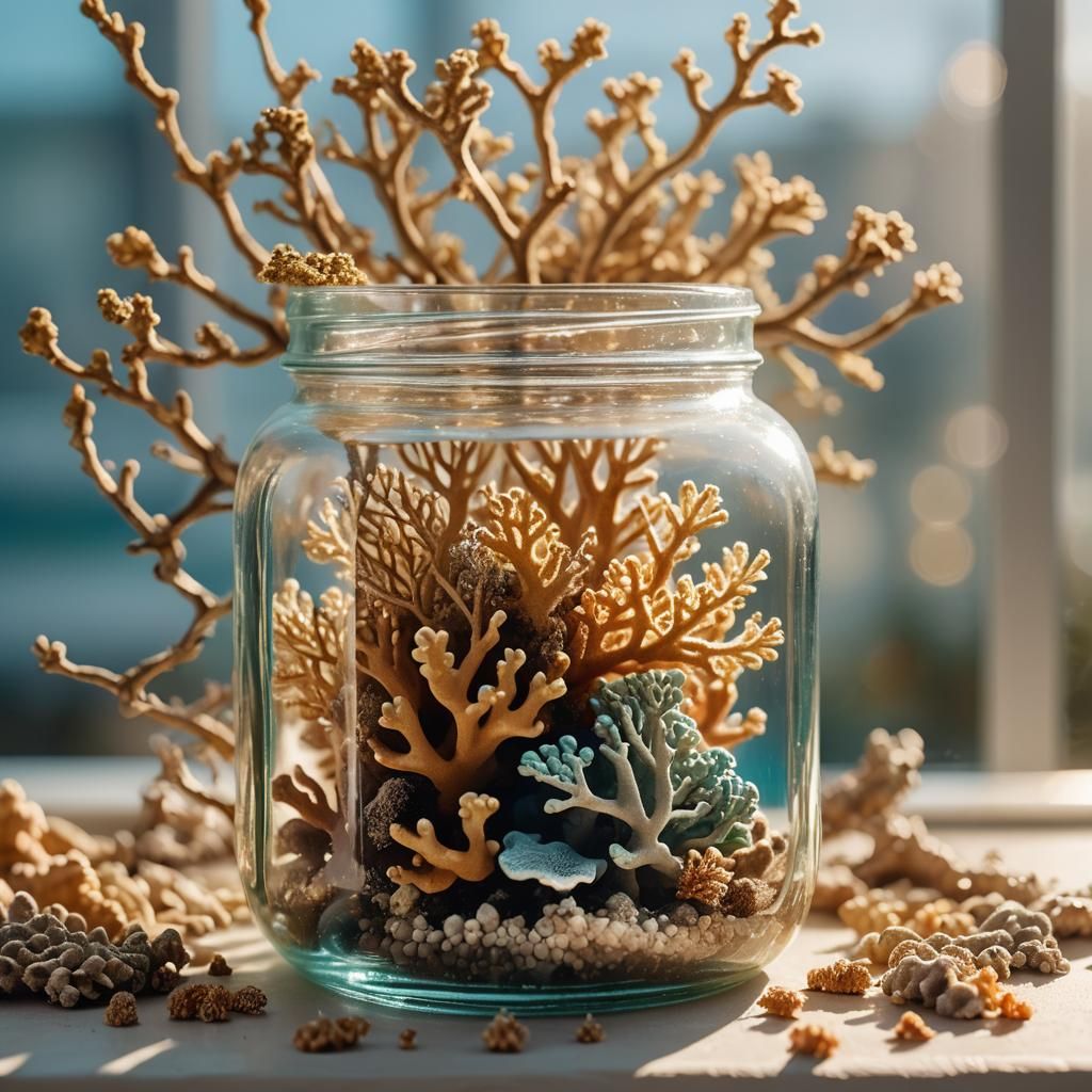 Barrier Reef in Glass Jar: Macro Photography