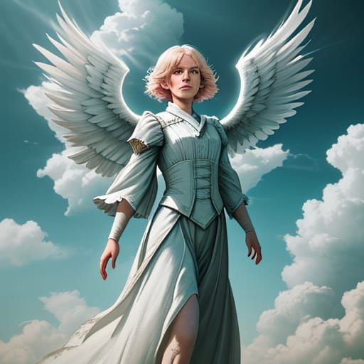 Female Angel in Clouds with Ethereal Light