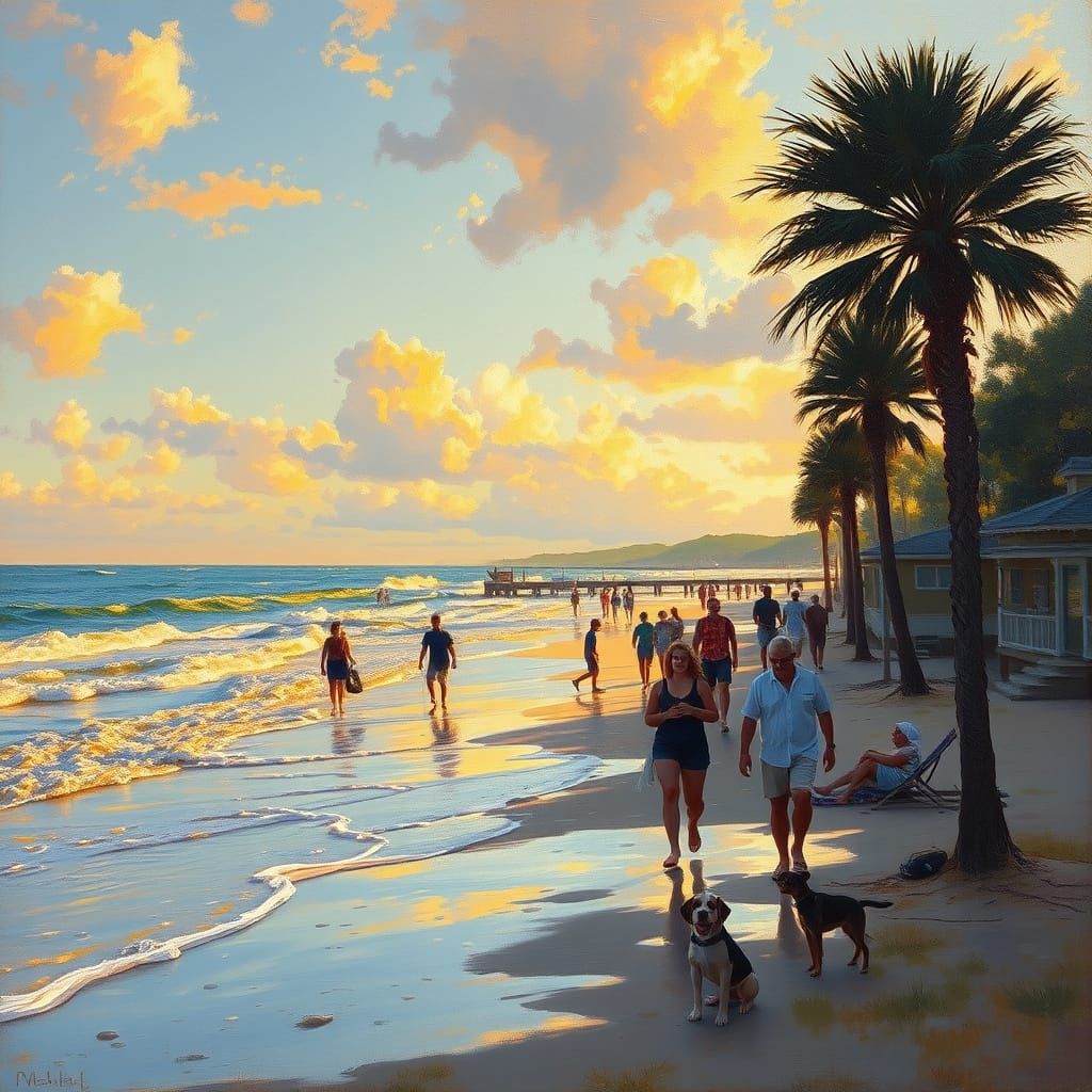 summer nights by the sea oil painting by James Gurney
