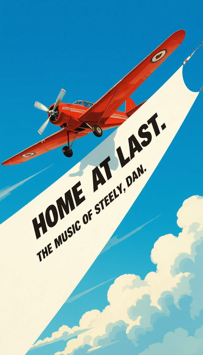 Red Propeller Plane Flies "Home At Last" Banner