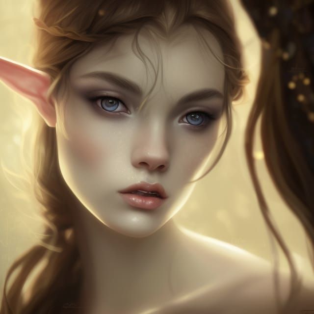 Elven Fawn Girl Portrait in Fantasy Art Style