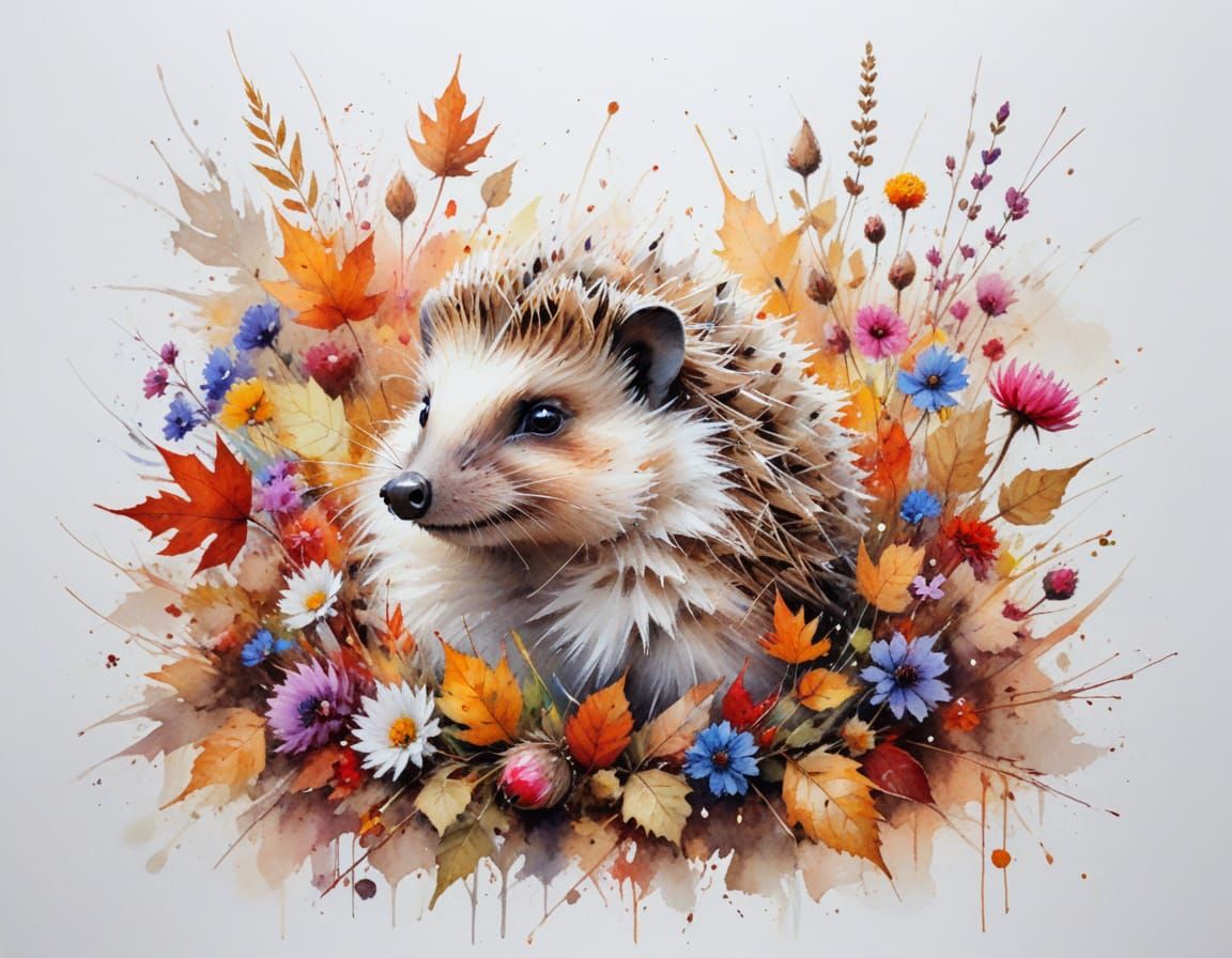 Playful Hedgehog in Autumn Garden