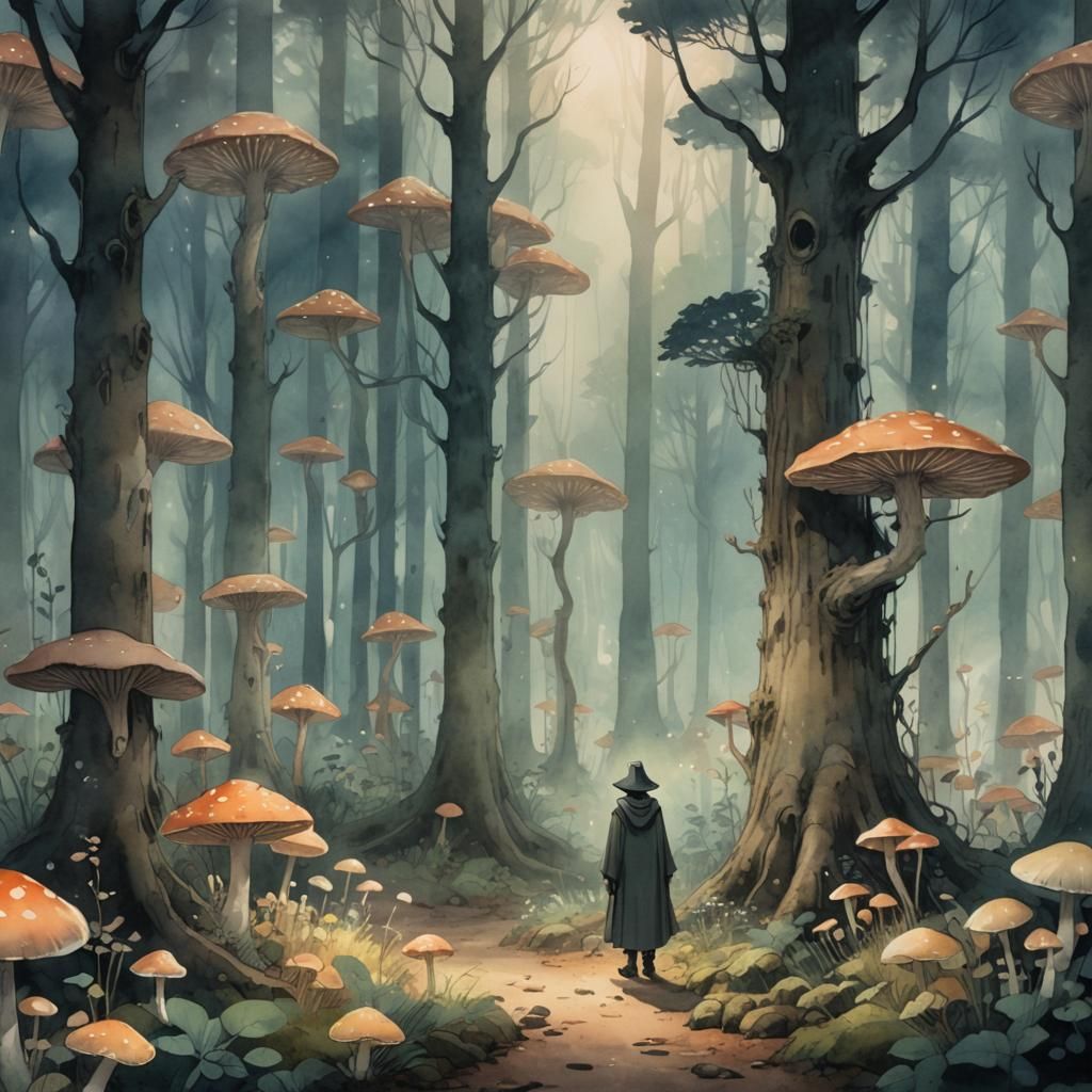 Whimsical Forest Encounter in Dreamy, Ethereal Landscapes
