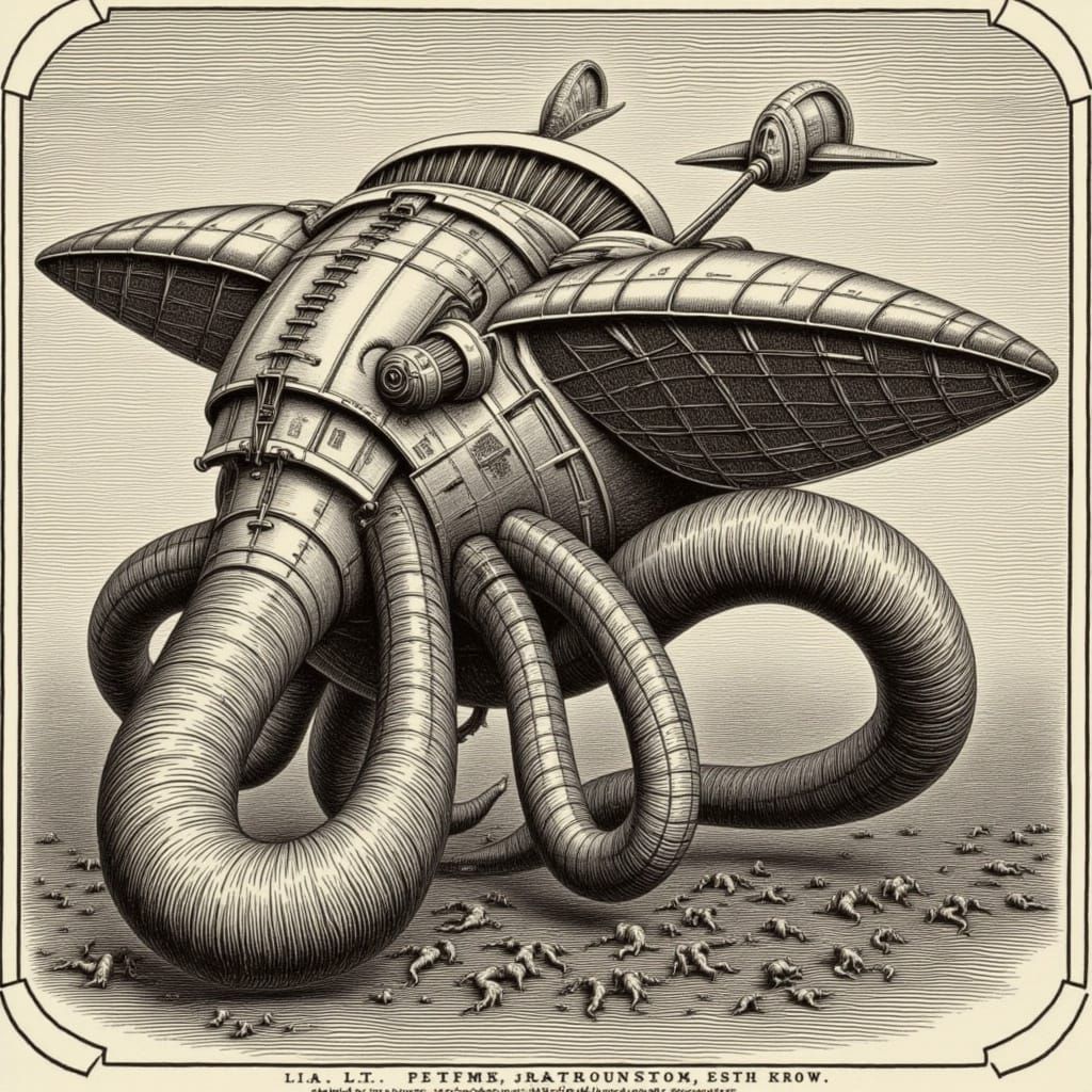 Victorian Steampunk Starships with Tentacles