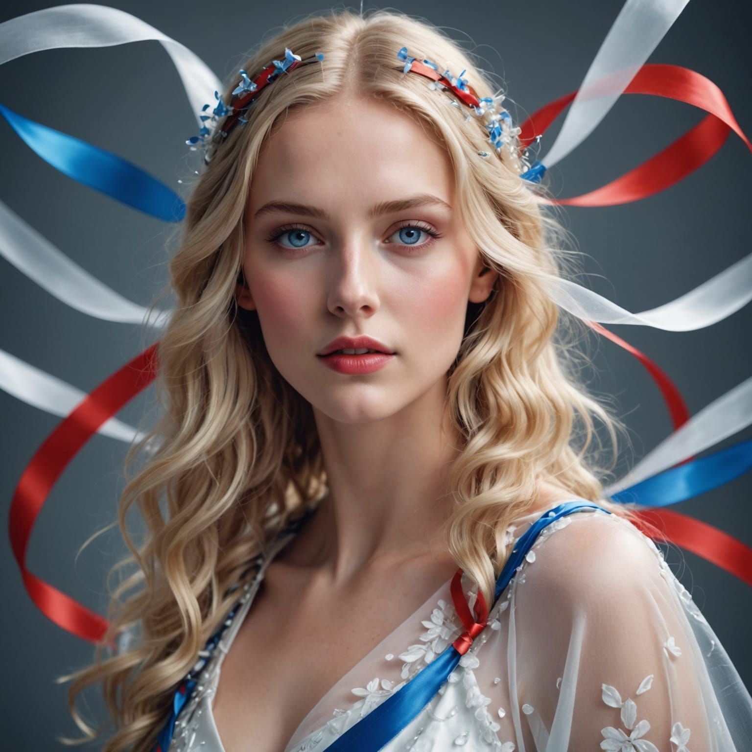 Graceful Woman with Landscape Overlay in 3D