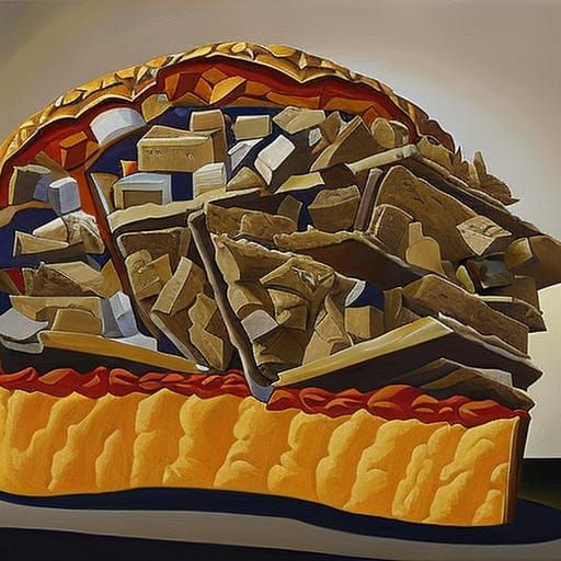 Hellish Politician Sandwich in Cubist Painting Style