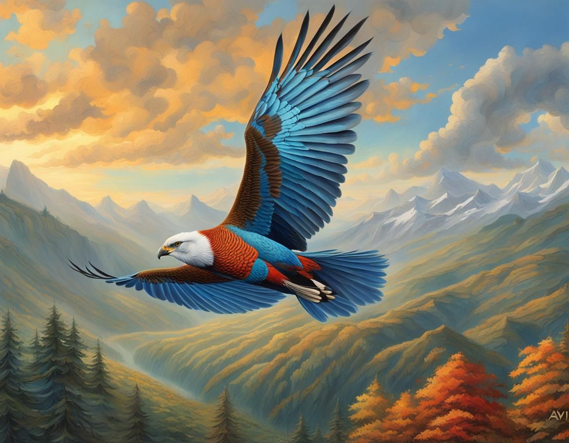 Majestic Birds Soaring in Hyperdetailed Digital Painting