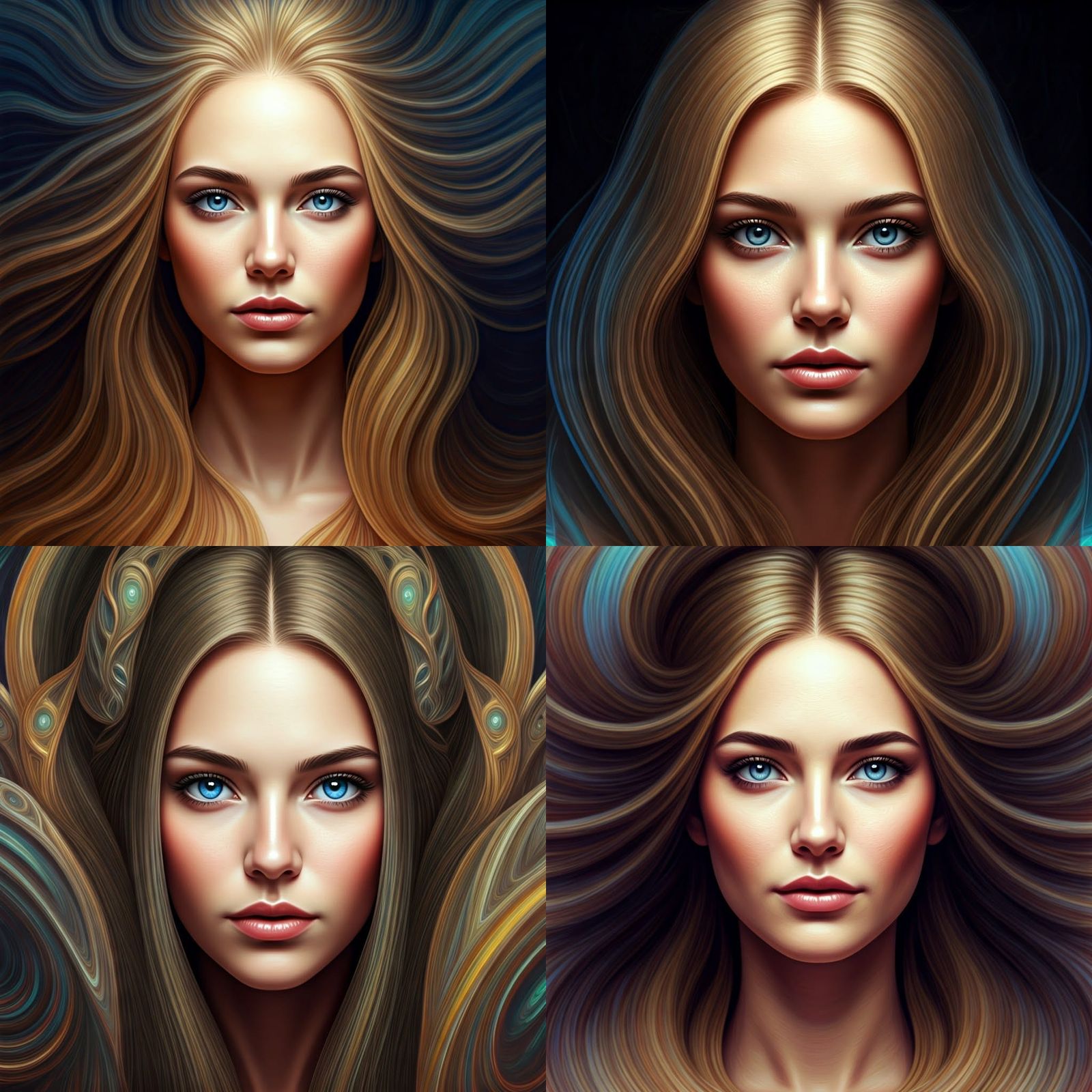 Ethereal Woman in Gown with Iridescent Mist