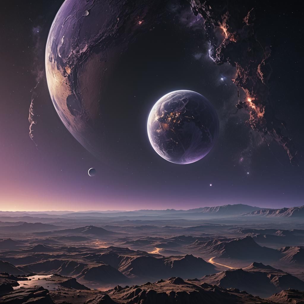 Earth and Moon Collision in Dark Fantasy Style