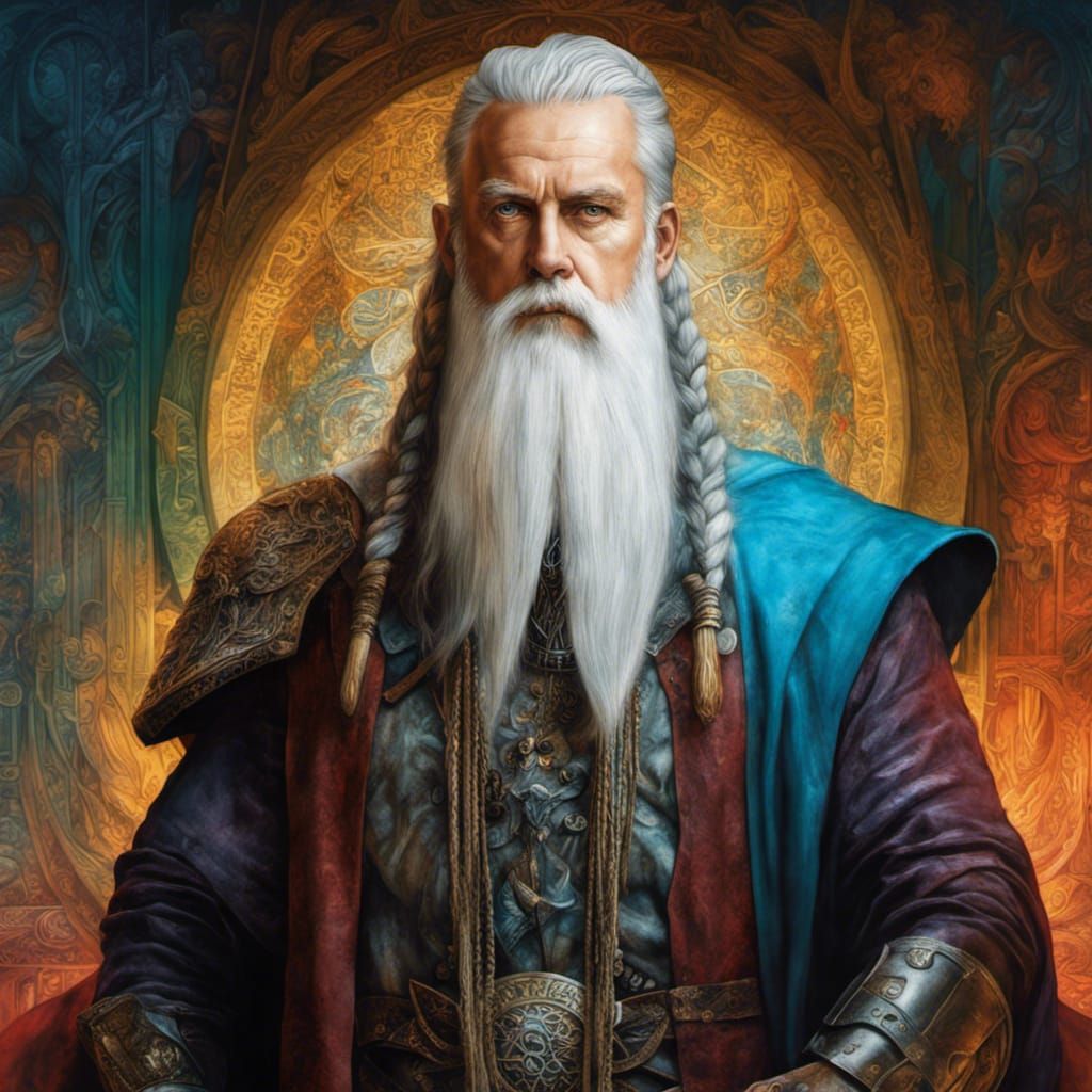 Mystic Viking Warrior Portrait in Art Nouveau Style