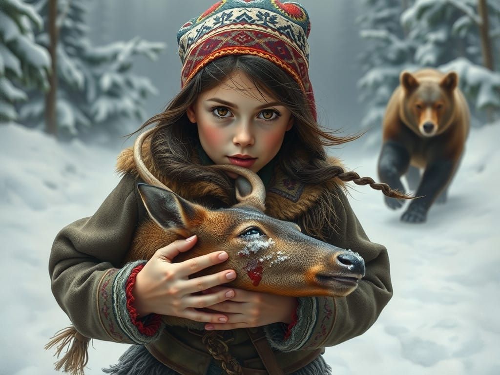 Sami Girl Brings Injured Fawn Through Snowy Storm in Hyper-R...