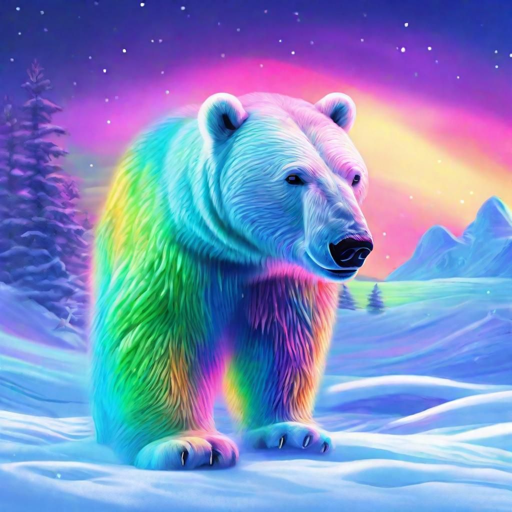 Rainbow Polar Bear in Arctic Snow, Concept Art