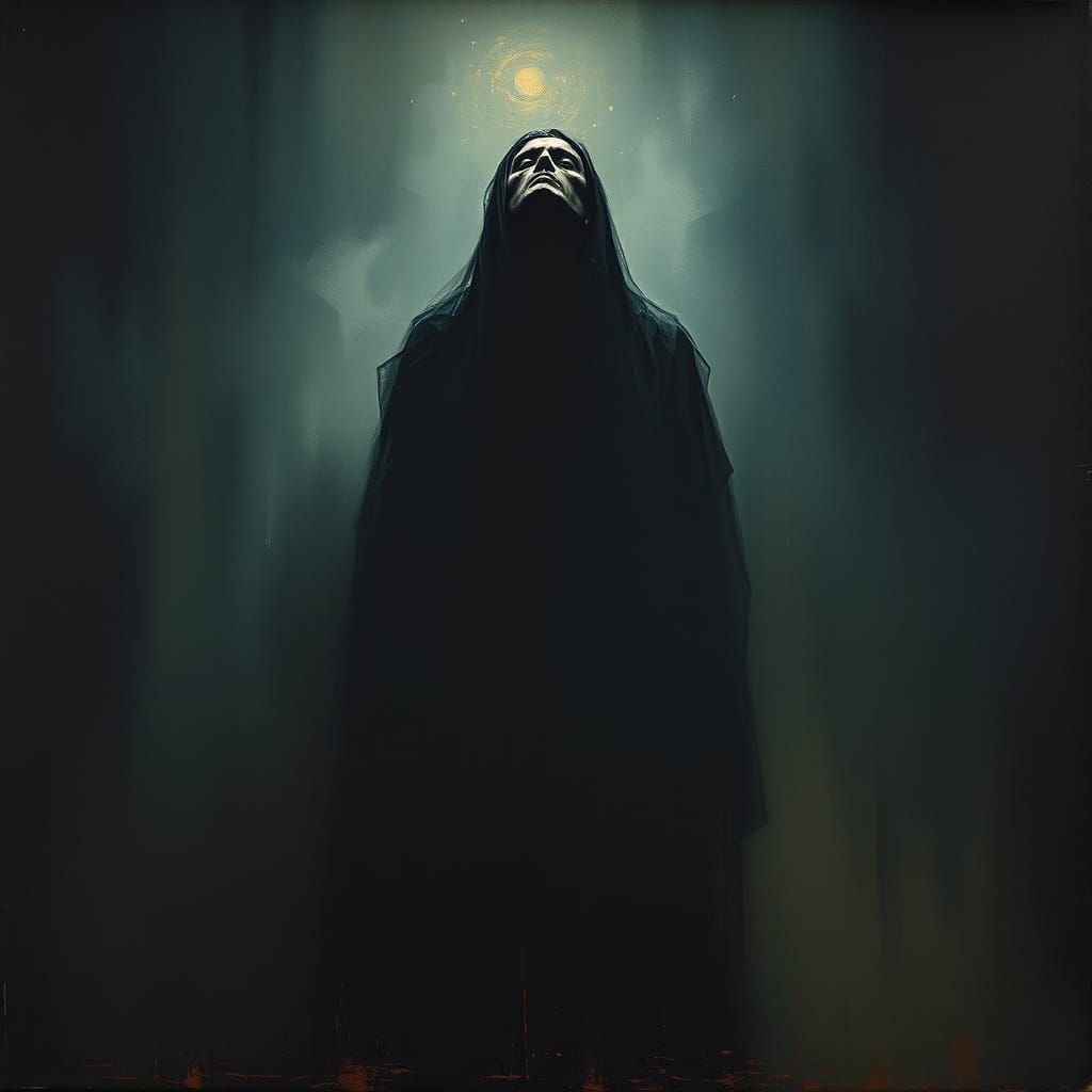 Shadowy Figure Consumed by Pride, in Baroque Style