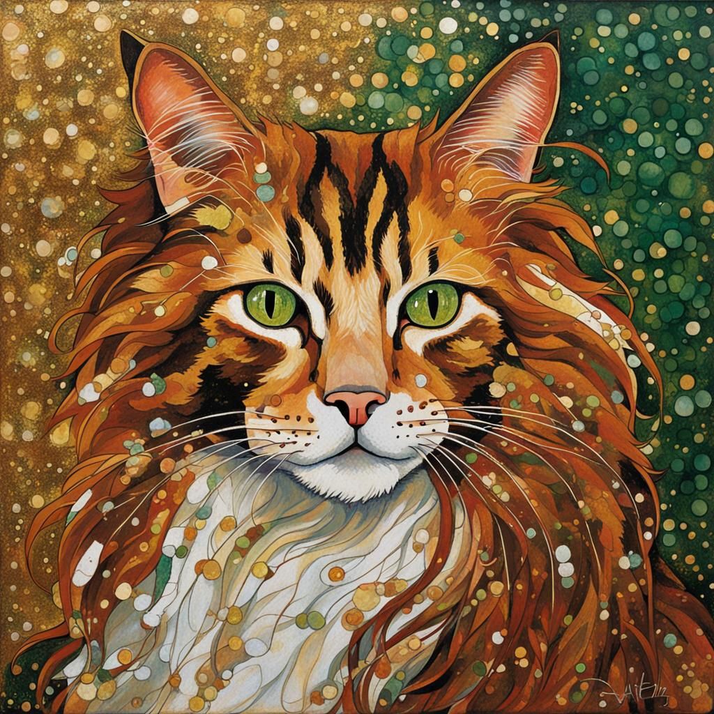 Ginger Cat Portrait in Expressionist Style