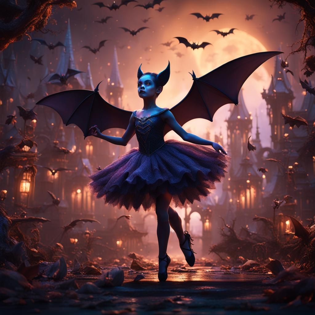 Fantastical Bat Ballerinas in Detailed Matte Painting
