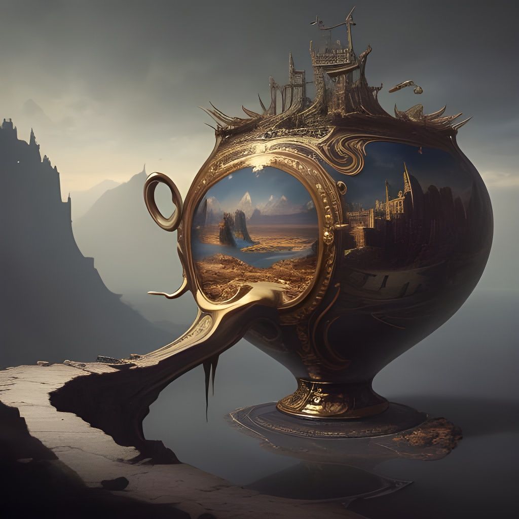 Surreal Coffee Cup in Salvador Dali Style