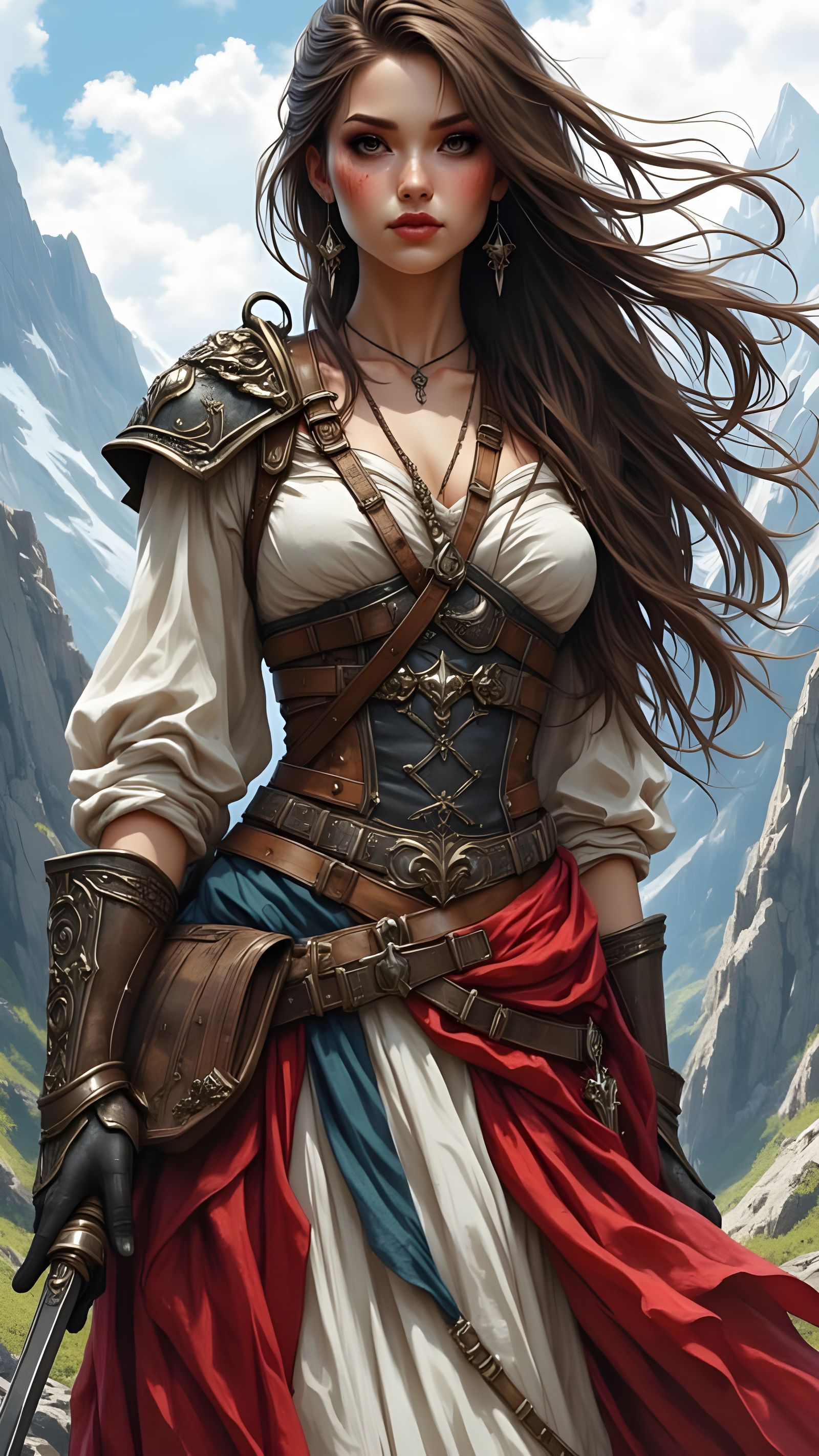 Sage Freedom: Anime Woman in Mountain Landscape