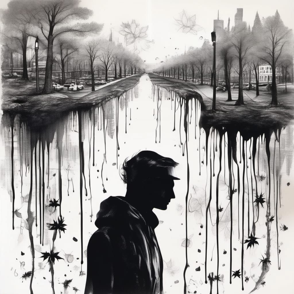 Galaxy Drips Into Urban Dreamscape with Princess Silhouette