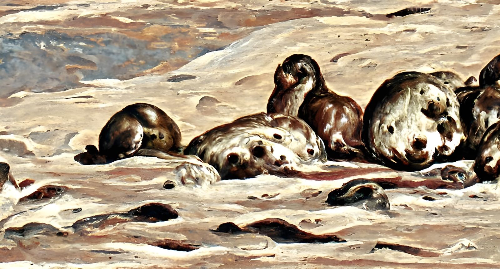 Seals on Pluto in Flemish Baroque Style