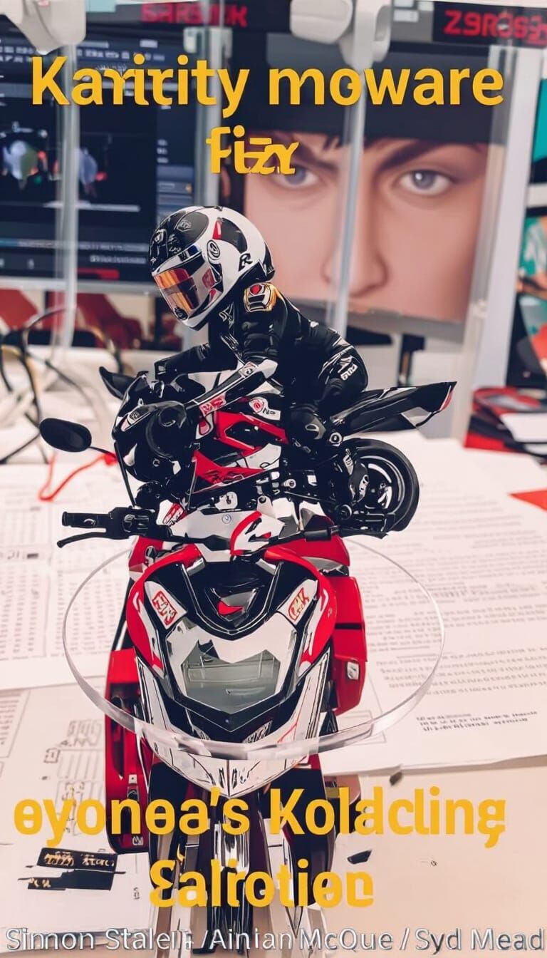Realistic Motorcycle Figure on Computer Desk