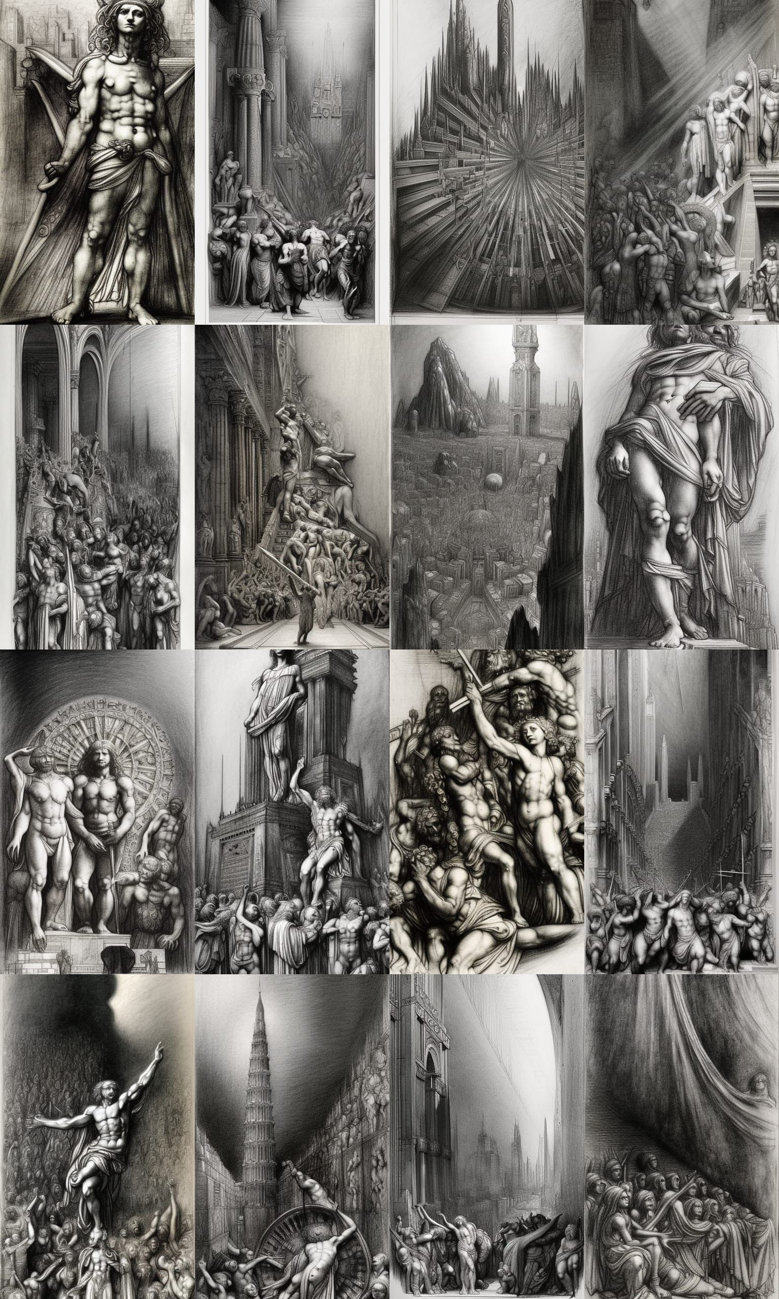 City of Gods: Renaissance Charcoal Drawing