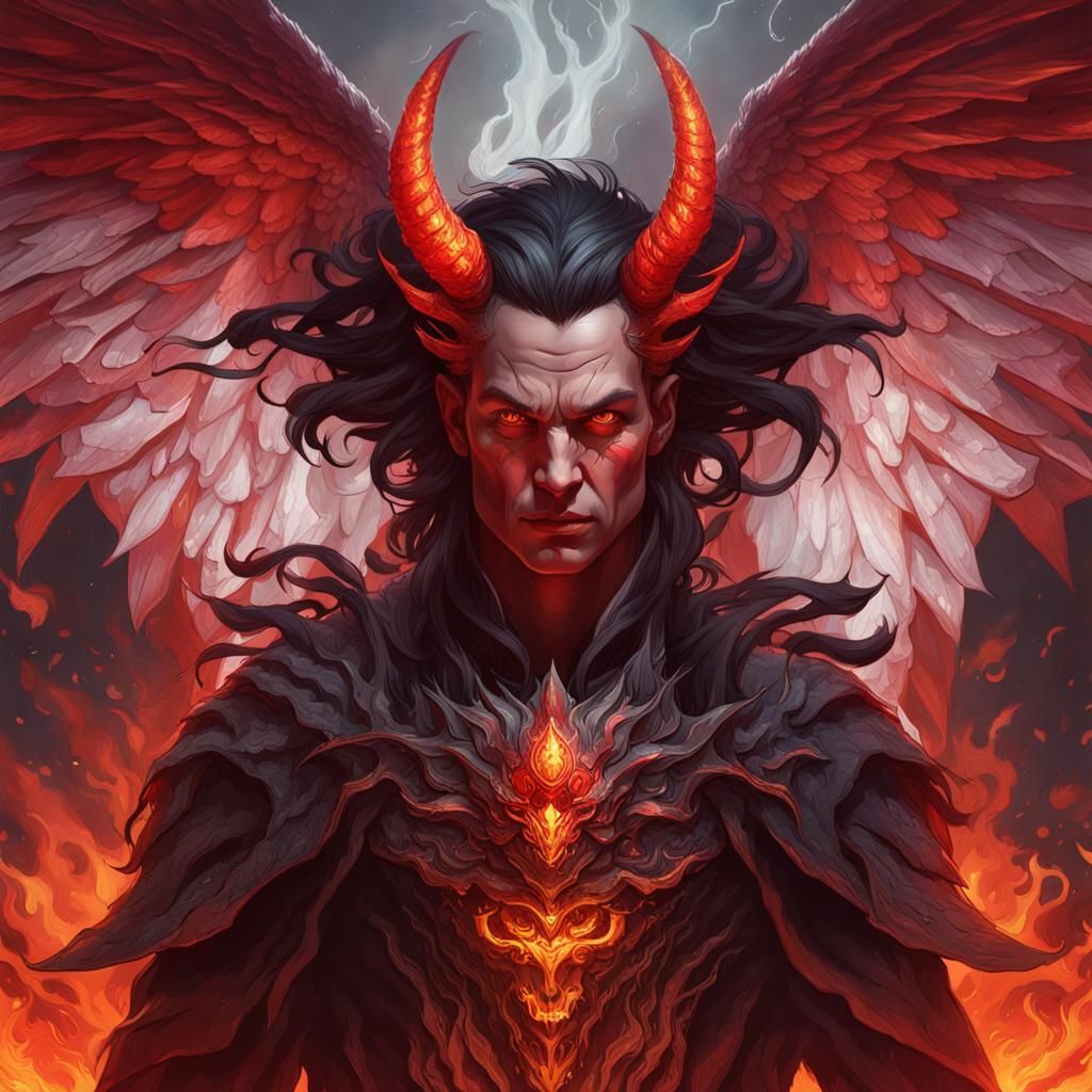 Fiery Portrait of Lucifer in Hell
