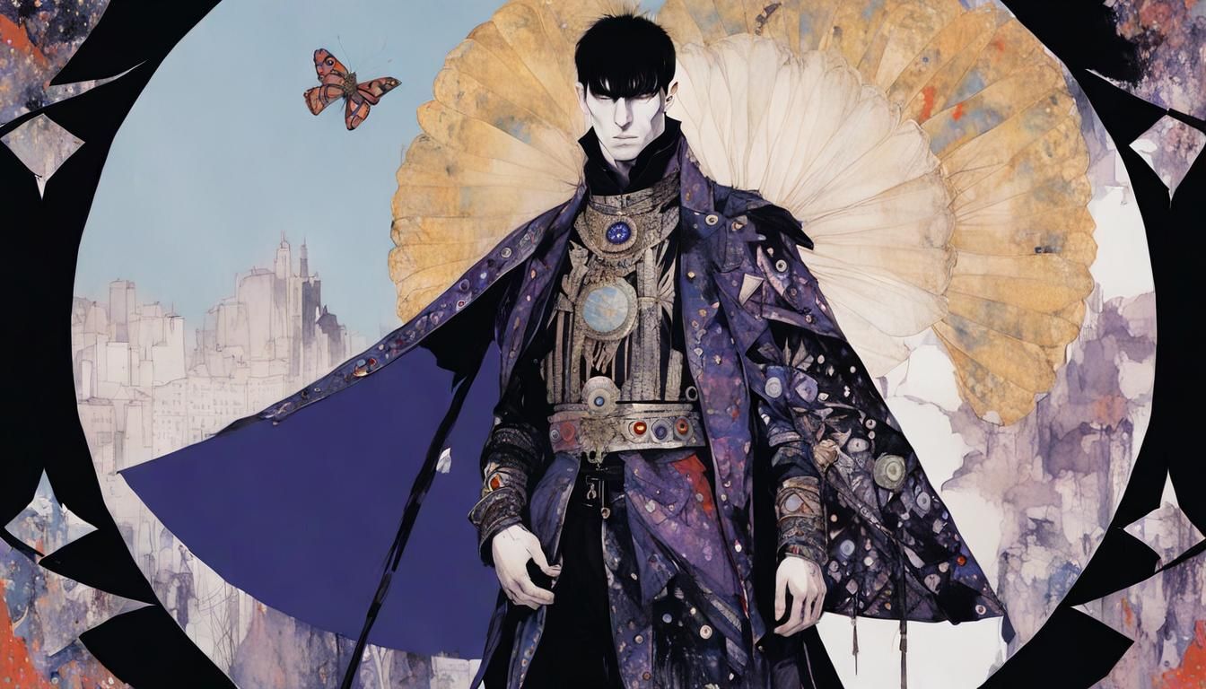 Moth Man Warrior Inspired by Art Nouveau