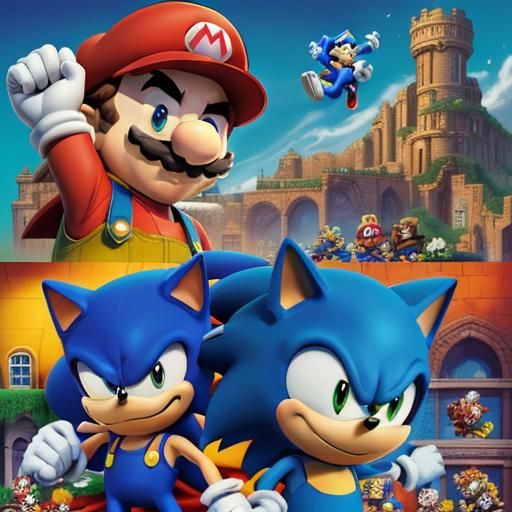 Mario and Sonic: Dynamic Comic Book Art