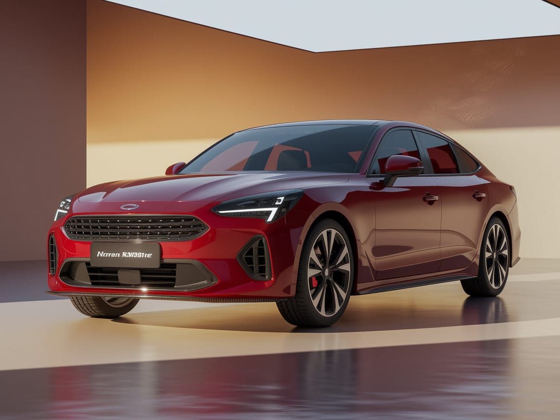 Modern Korean Sport Sedan Showcased in Luxury Studio Setting