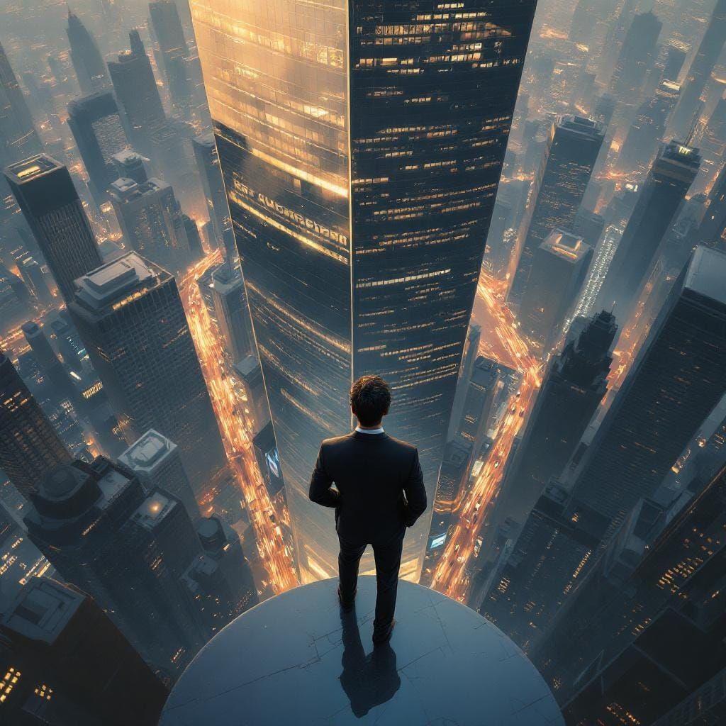 Vertigo View from Skyscraper Edge in Hyperrealistic Style
