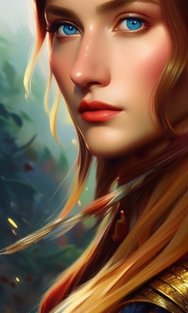 Enchanting Elf Portrait in Impressionist Gouache Style