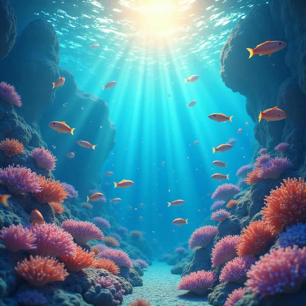 Underwater Coral Reef in Vibrant 3D Anime Style
