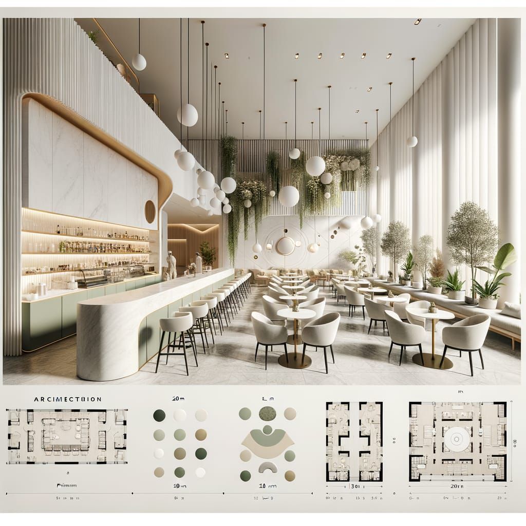 Minimalist Japandi-Mediterranean Café Interior Design Presen...