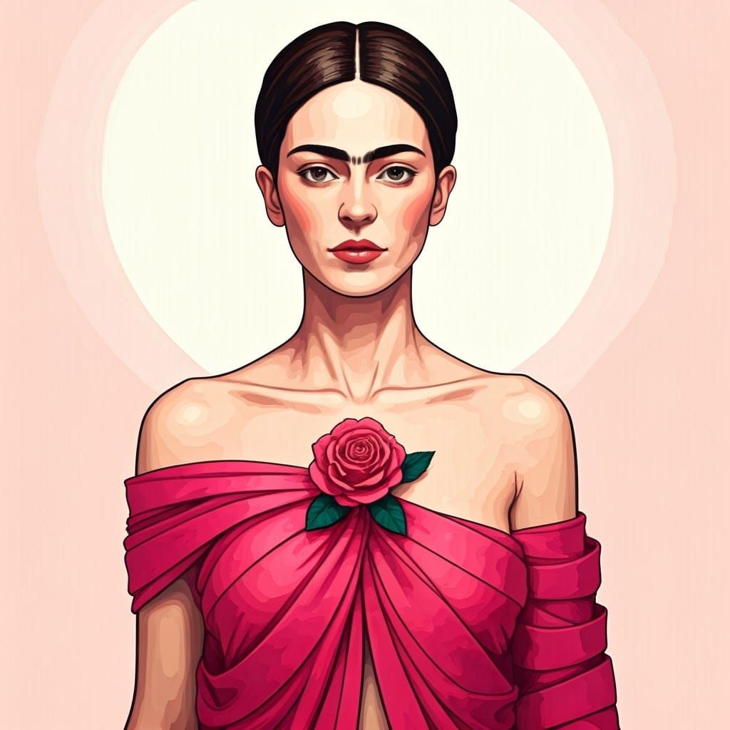 Courageous Woman Adorned in Pink Ribbons